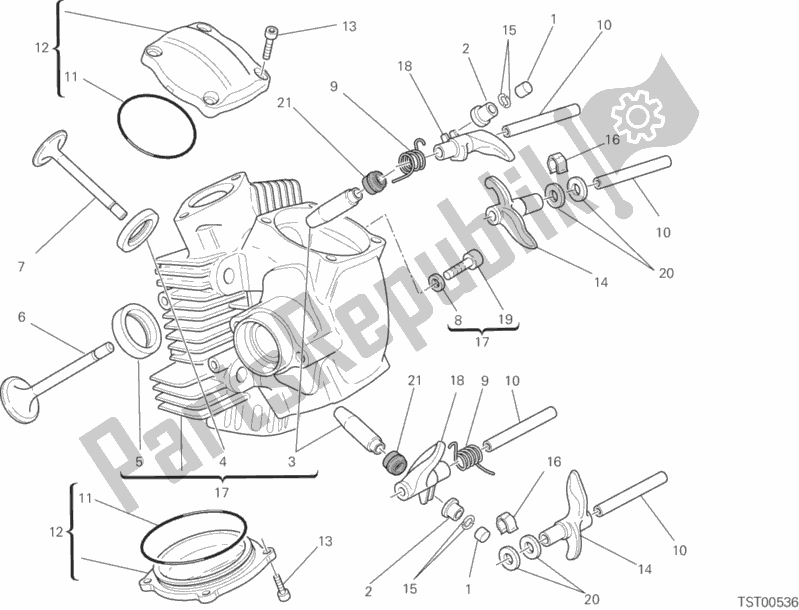 Todas as partes de Cabeça De Cilindro Horizontal do Ducati Monster 795 Thailand 2015